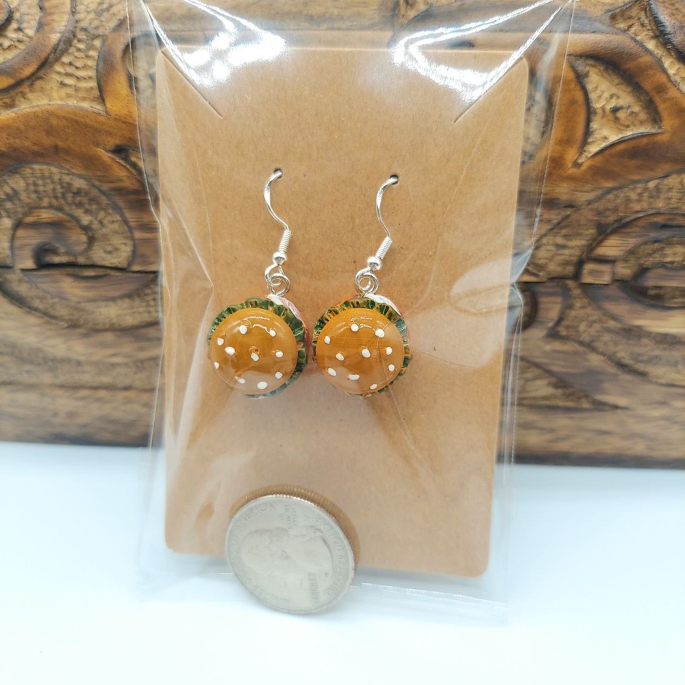 3D Hamburger Earrings Burger Cheeseburger - Picture 3 of 3